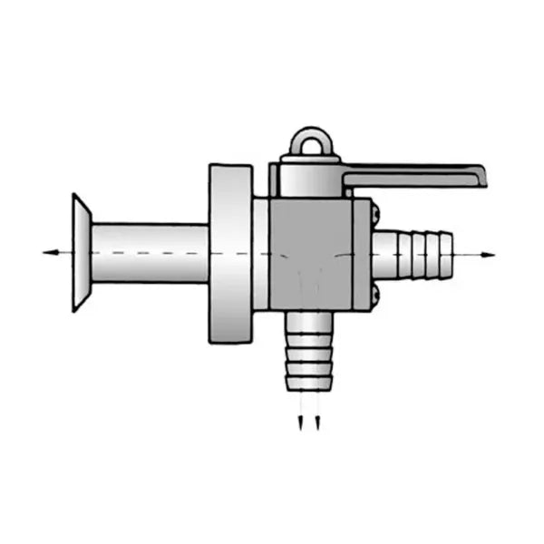 3/4 inch Y-Valve Seacock Flush, Screened Thru-Hull with Straight Barb Top