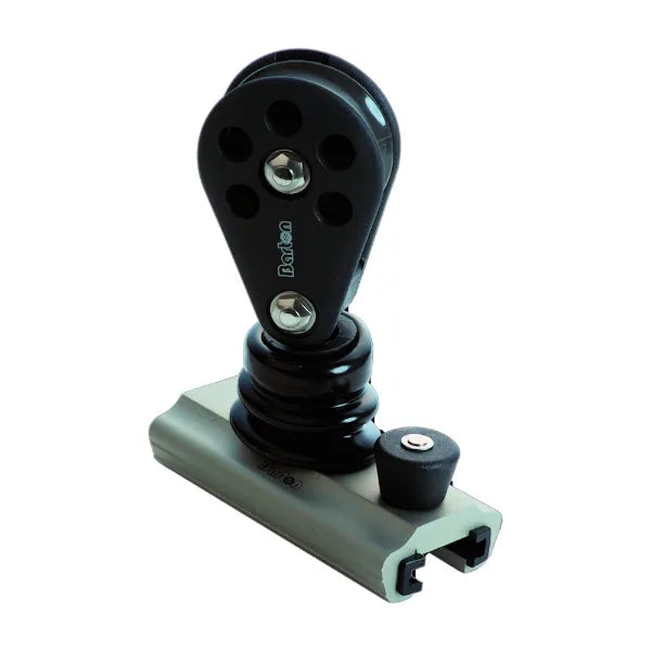 25mm T Track Stand Up Block 58mm Plain Bearing Sheave with Becket on 25mm slide with Plunger