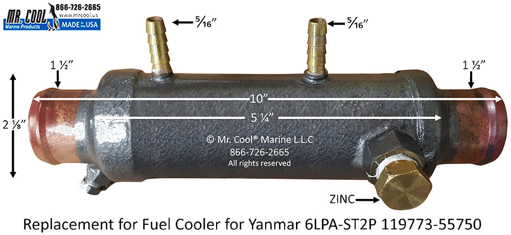 Yanmar 4LHA, 6LP(A) Fuel Cooler 119773-55750 Replacement 119773-55750 / 55800