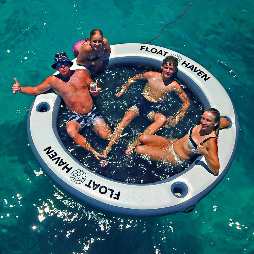 Float Haven 2.4M Sea Pool - Large Round Inflatable Floating Island & Water Hammock