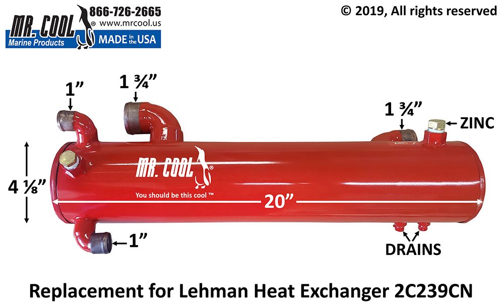 FORD LEHMAN 2725E HEAT EXCHANGER 2C239CN 4" x 20"