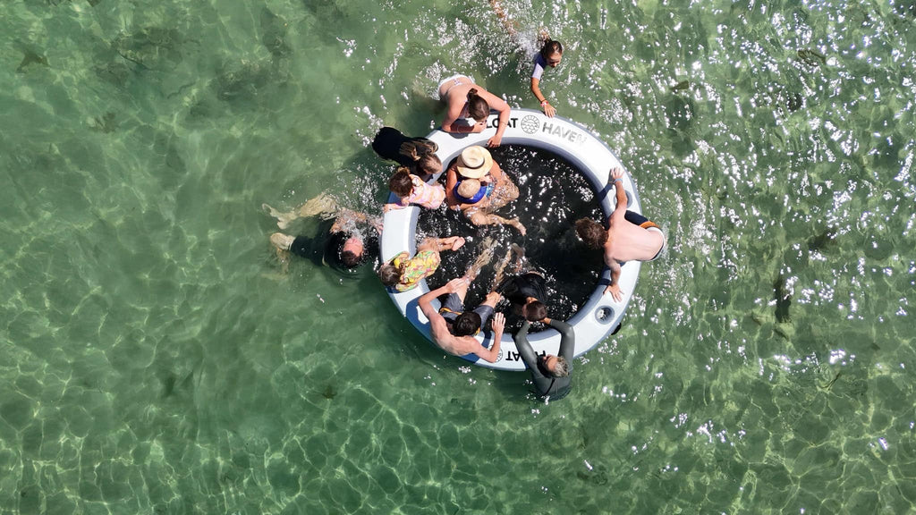 Float Haven 2.4M Sea Pool - Large Round Inflatable Floating Island & Water Hammock