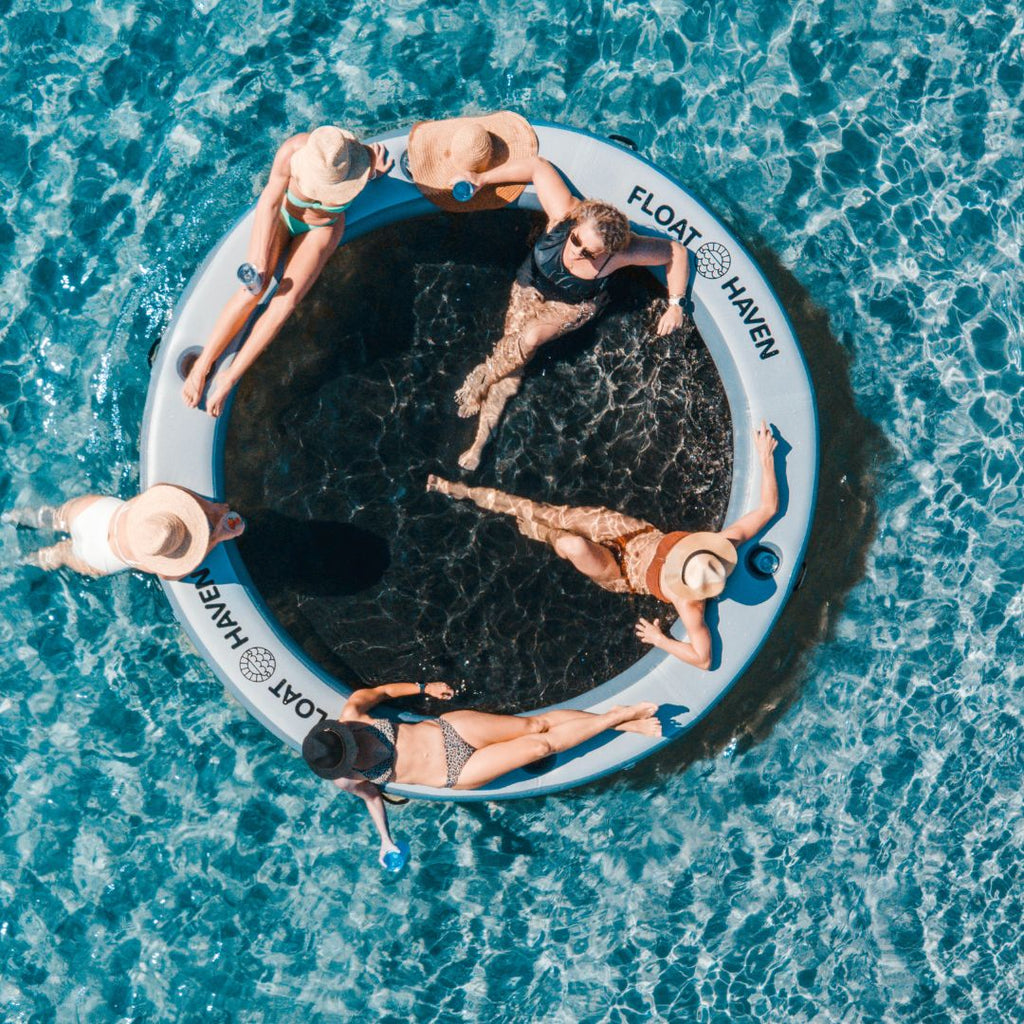 Float Haven 3M Sea Pool - Large Round Inflatable Floating Island & Water Hammock