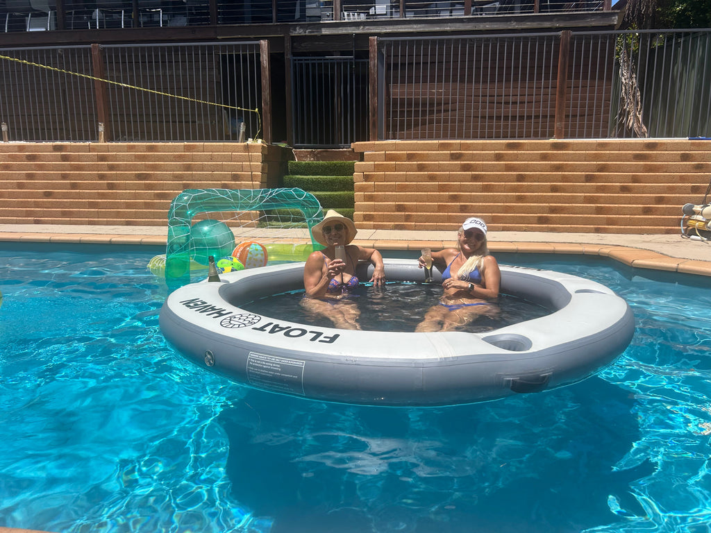 Float Haven 2.4M Sea Pool - Large Round Inflatable Floating Island & Water Hammock