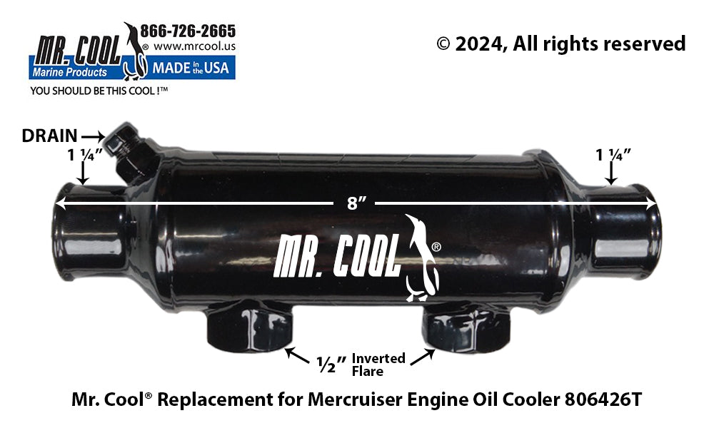 Mercruiser 806426T Oil (1/2") Cooler 2X5" Replacement MR COOL