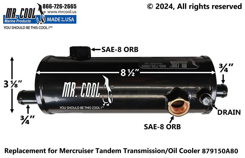 Cummins- Mercruiser 879150A80 Zeus 3000 Horizontal Transmission Oil Cooler Replacement