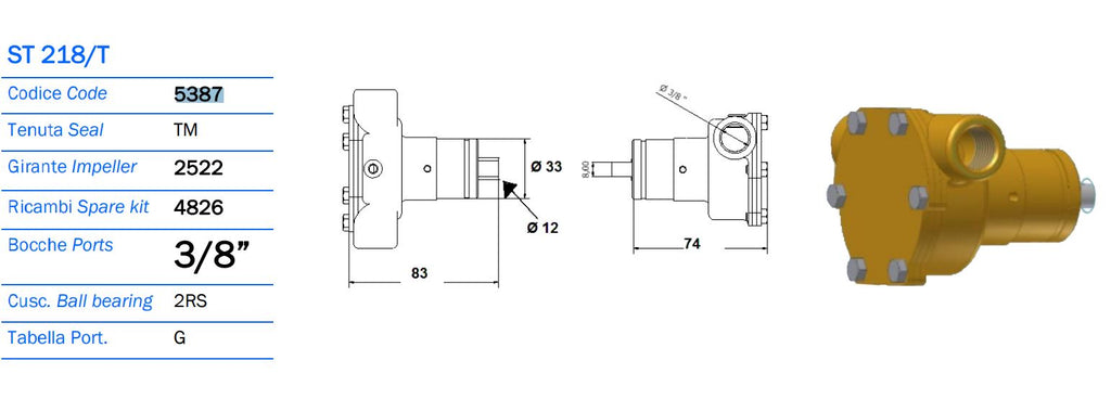 Fischer Panda Mechanical Seal Seawater Pump Ancor 5387 Replaces Johnson 10-35127-3