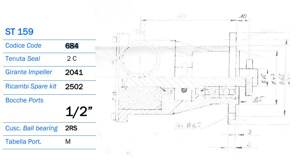 Volvo MBN 40/ MDN 19 Seawater Pump (Johnson F5B-9, 10-42864-1) Replacement AN 684
