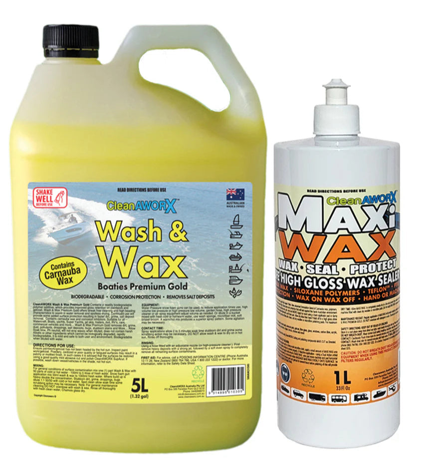 Boat Wash Boat Polish Kit, 5 litre Wash & Wax, 1 litre Boat Polish Maxi Wax
