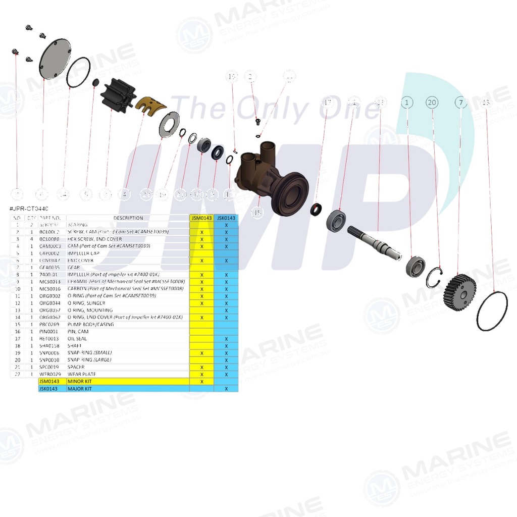 CATERPILLAR C 4.4 Seawater Pump 425-5412 Replacement JMP JPR-CT0440
