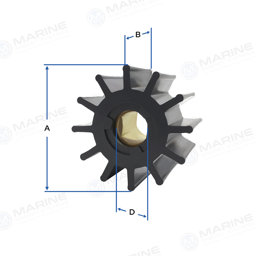 AN 3455 Impeller Replaces Jabsco 17370-0001B, 9 Blade Version