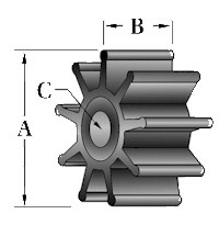 JMP 7100-01 Impeller (Johnson 09-1027B, Jabsco 1210-0001)