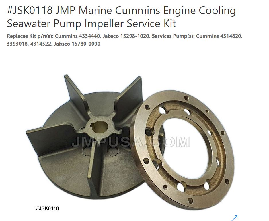 Cummins K38 & K50 Impeller Kit for Pump 4314820 JMP JSK0118