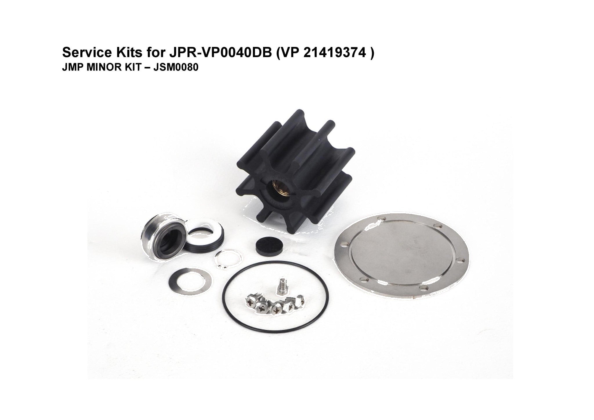 Minor Service Kit JSM0080 for Volvo Penta D4 Engine Seawater Pump -21419374 (Fits Volvo Penta Engines: D4-225A-E, D4-260A-E, D4-260D-E, D4-300A-E, D4-300D-E)