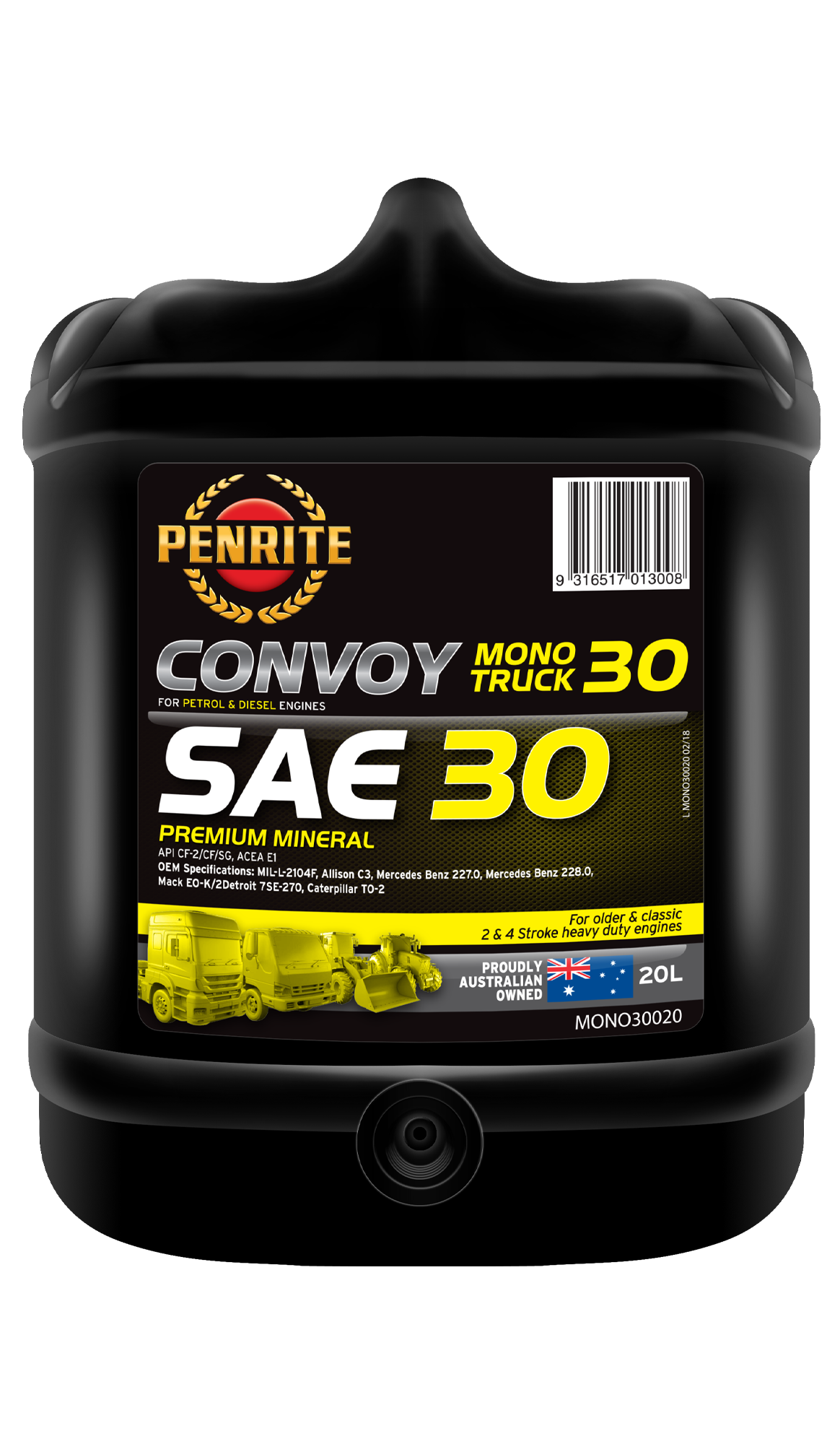 Penrite Convoy Mono Truck Sae 30 20 Litres