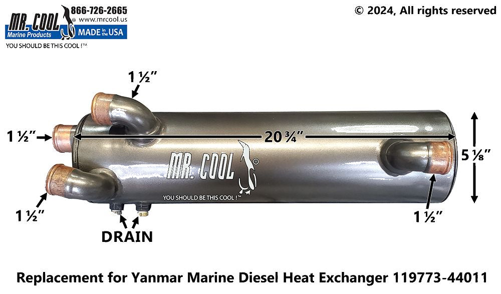 YANMAR 6LPA-STZP2 HEAT EXCHANGER 119773-44010 Replacement
