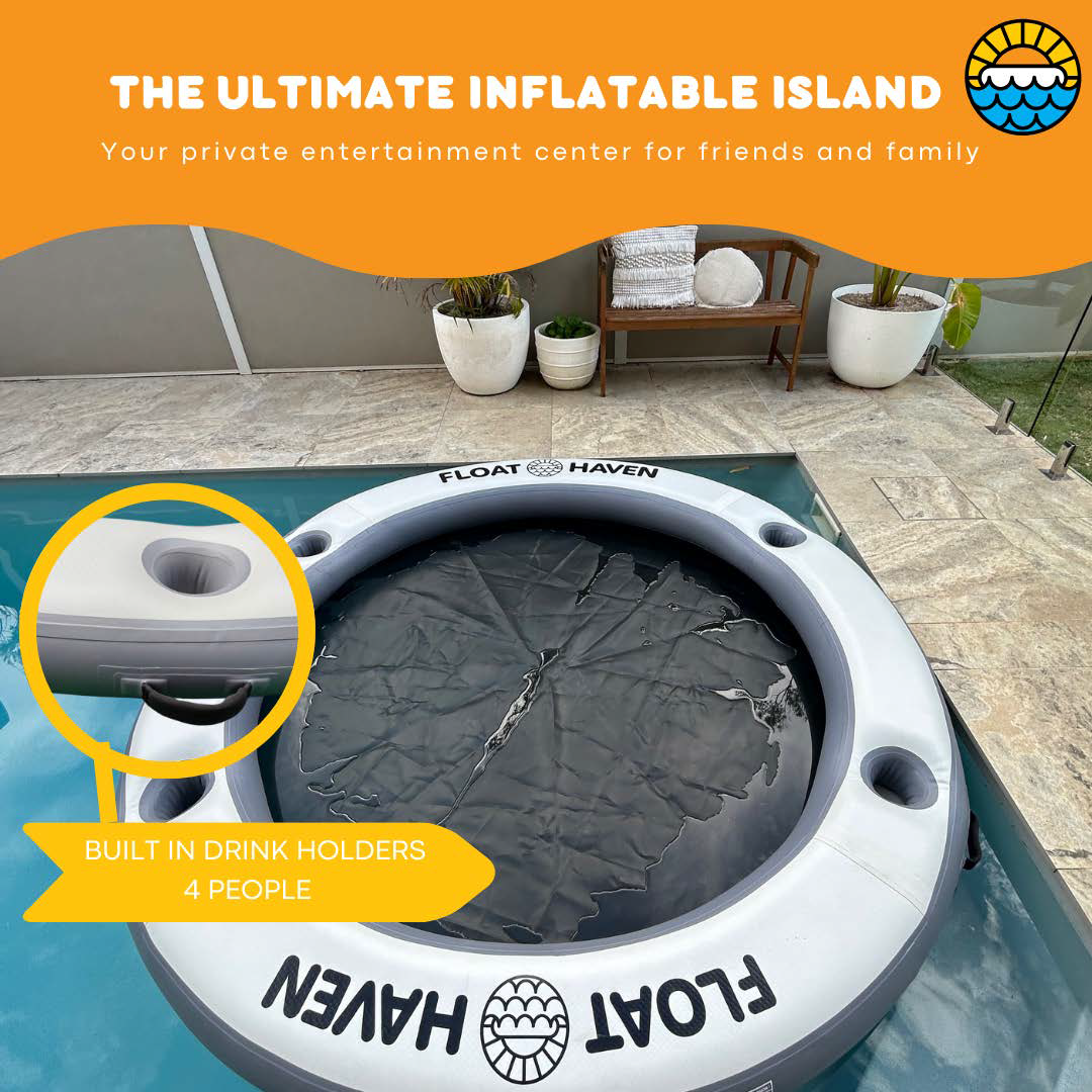 Float Haven 2.4M Sea Pool - Large Round Inflatable Floating Island & Water Hammock