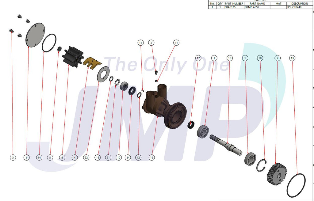 CATERPILLAR C 4.4 Seawater Pump 425-5412 Replacement JMP JPR-CT0440