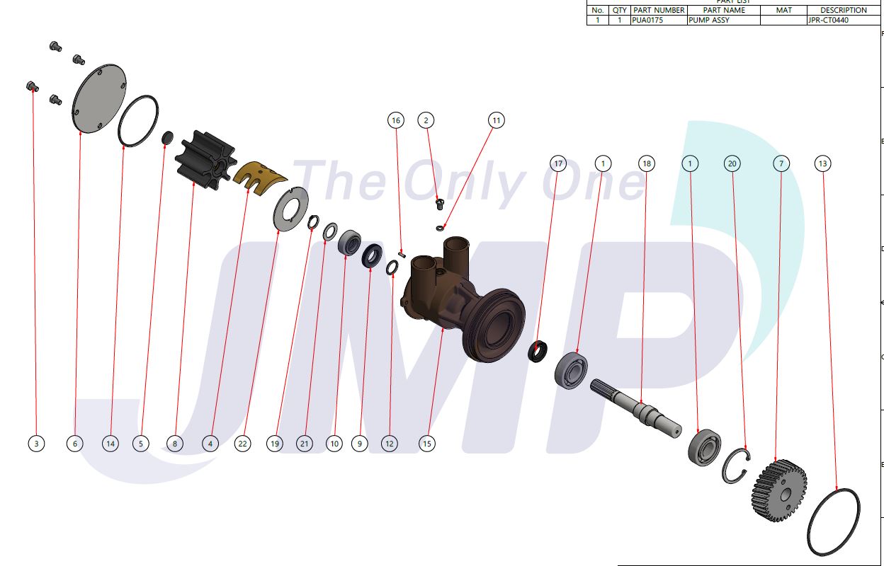 CATERPILLAR C 4.4 Seawater Pump 425-5412 Replacement JMP JPR-CT0440