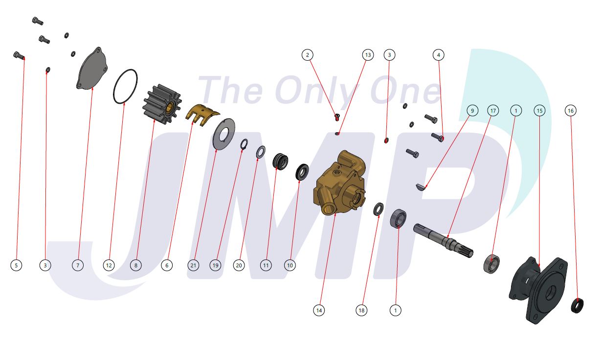 Onan MDKDS Sherwood G1012 (G1009) Seawater Pump Replacement JPR-ON7312