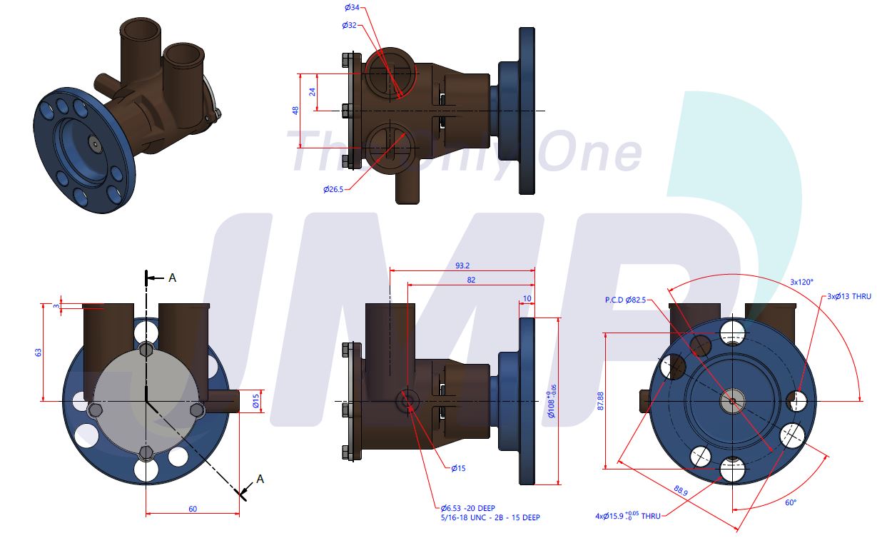 Seawater Pump V6 & V8 Gas Engine Small & Big Block JPR-CP25UH, Northern Lights 30Kw