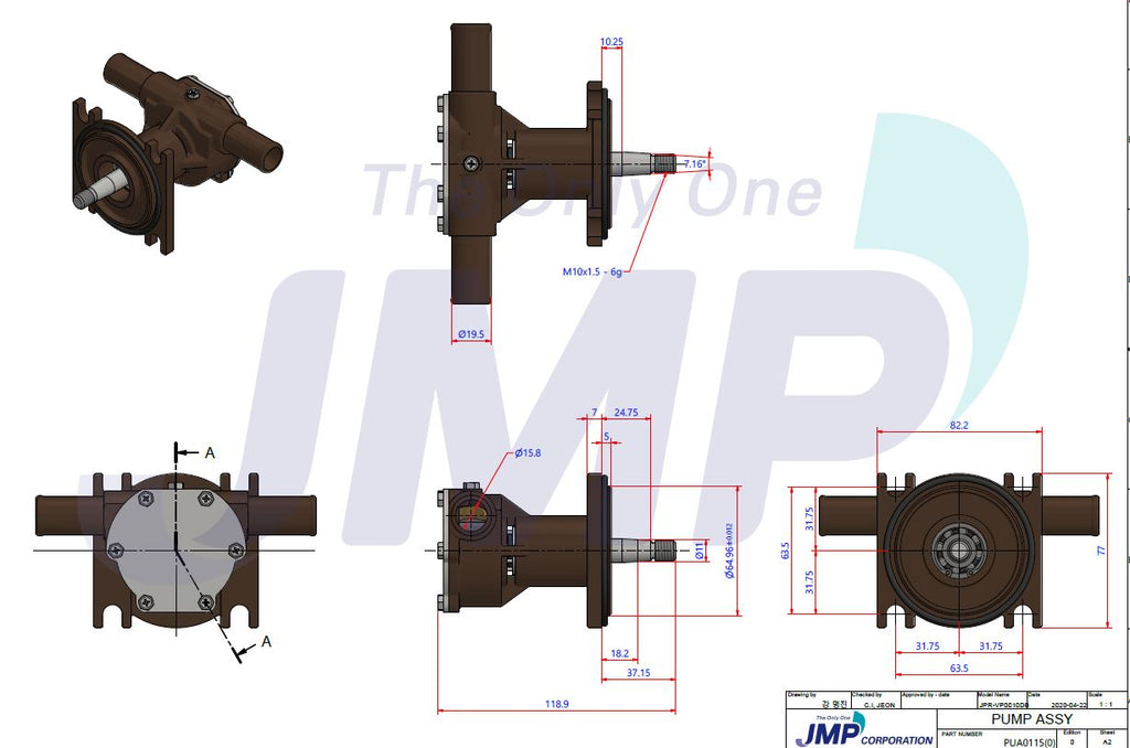 Volvo Penta D1/D2 Series Seawater Pump 3593655 Replacement VP0010DB