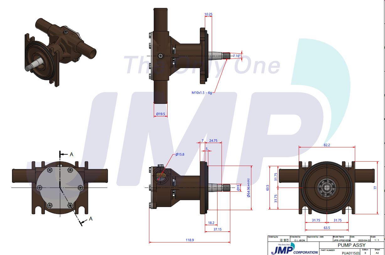 Volvo Penta D1/D2 Series Seawater Pump 3593655 Replacement VP0010DB