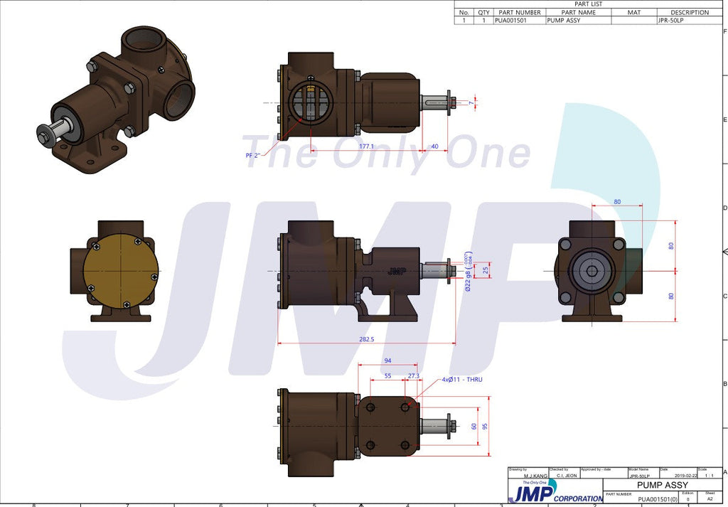 Pedestal Pump (General Purpose) for Pulley Drive - 394 LPM / 2"NPT: JPR-50LP