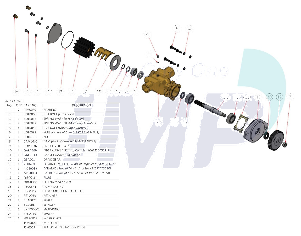 Cummins 6BT 5.9 / 6CTA 8.3 Seawater Pump P1722 16° OFFSET JPM JPR-S7622