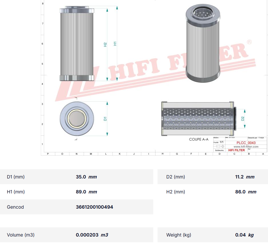HIFI FUEL FILTER SN 21590, Baldwin PF981, LF3259