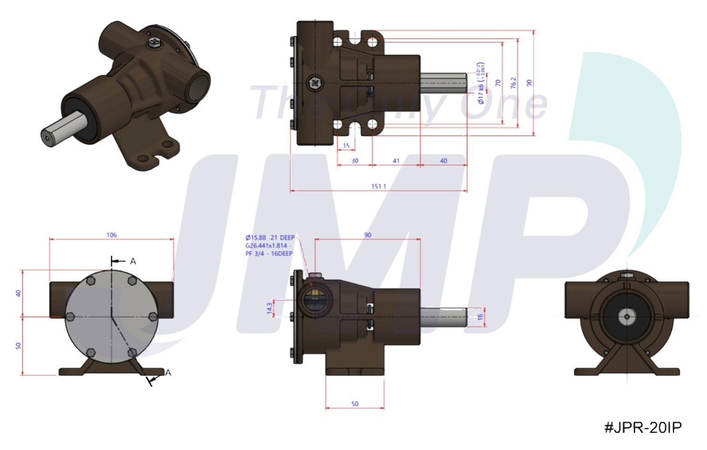 JPR-20IP Seawater pump, MASE Generators, Multi-purpose Pedestal Pump 10-24571-01