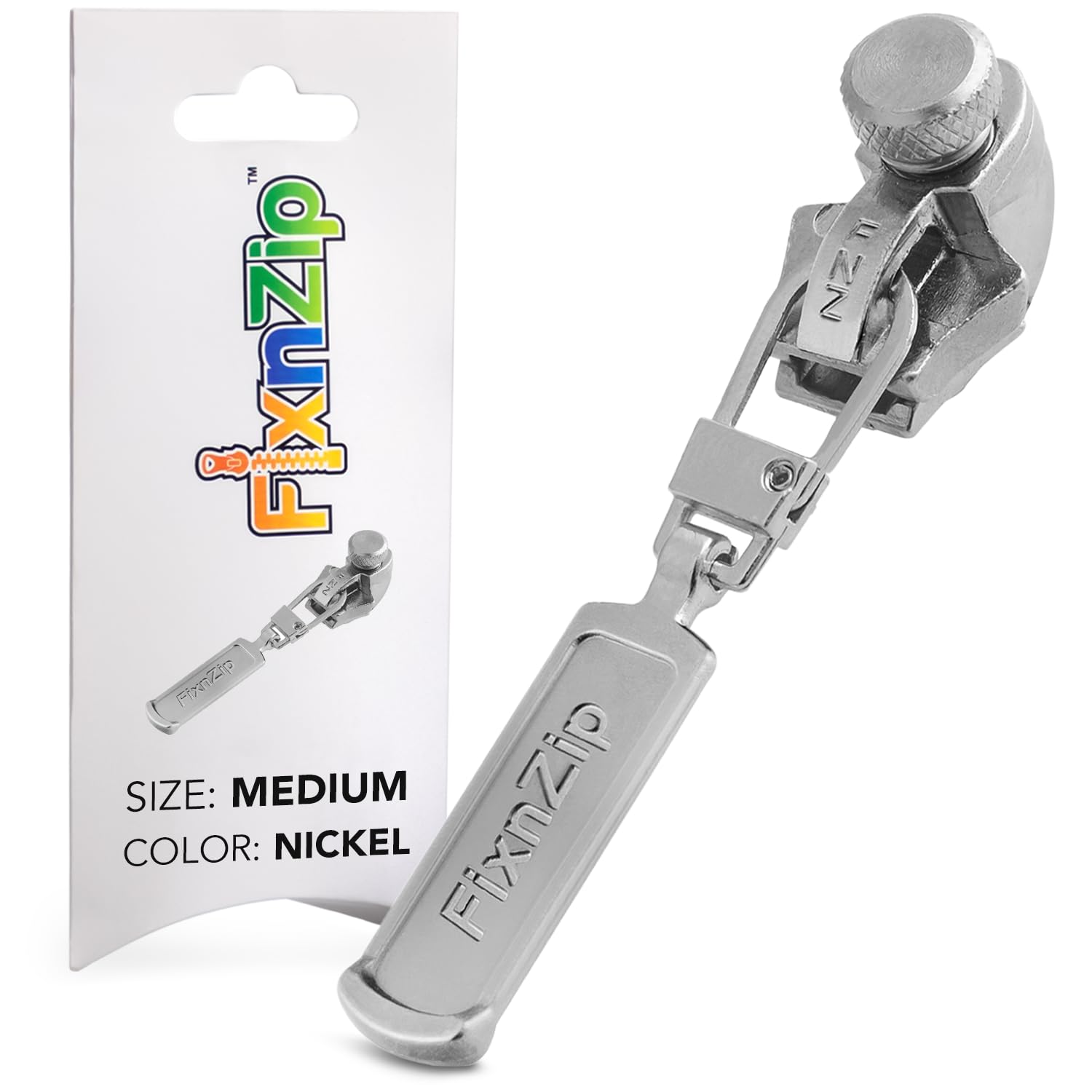 FixnZip Medium Nickel Zipper Repair Slider - Sizes 5-7