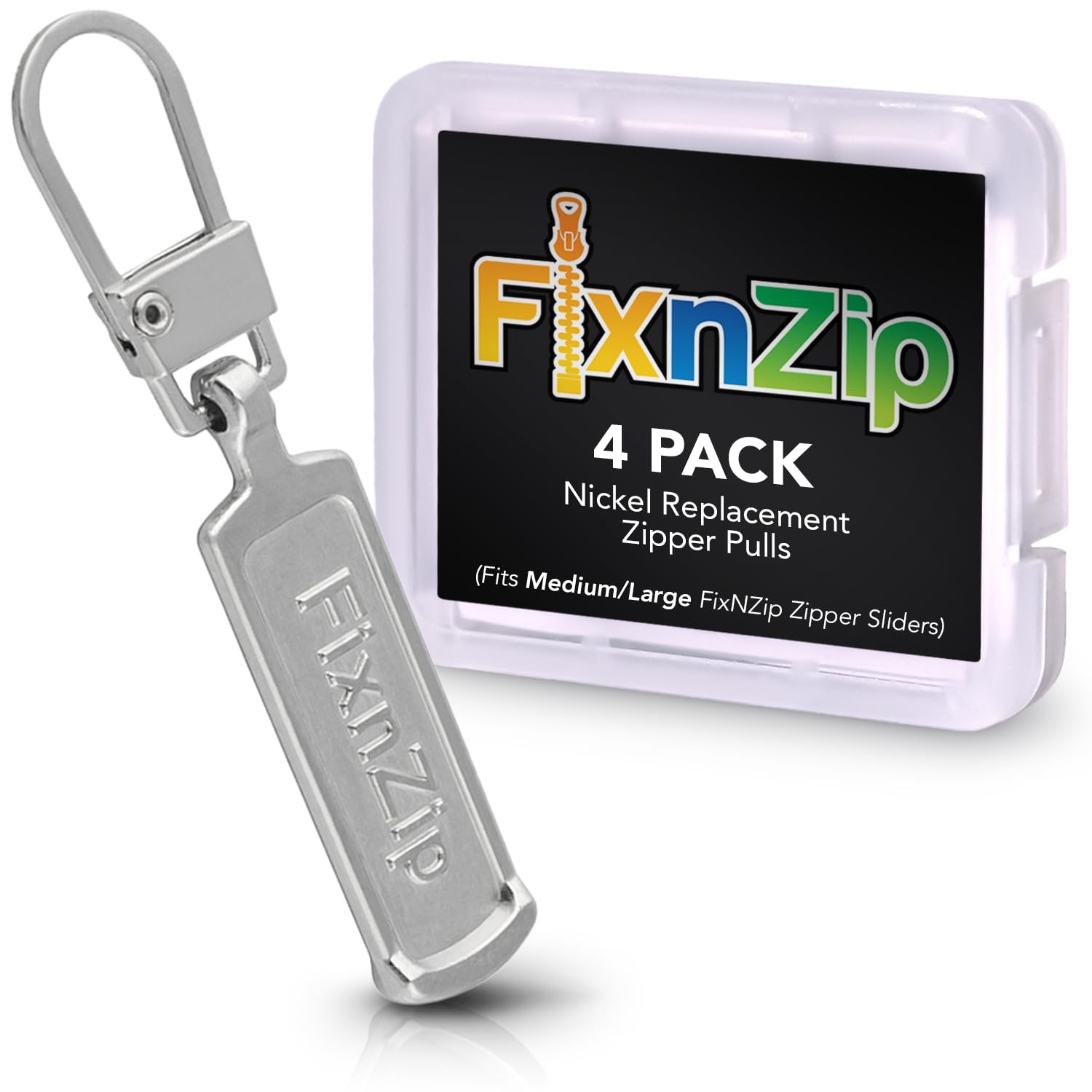 FixnZip Nickel Zipper Pull Tabs - 3 Pack