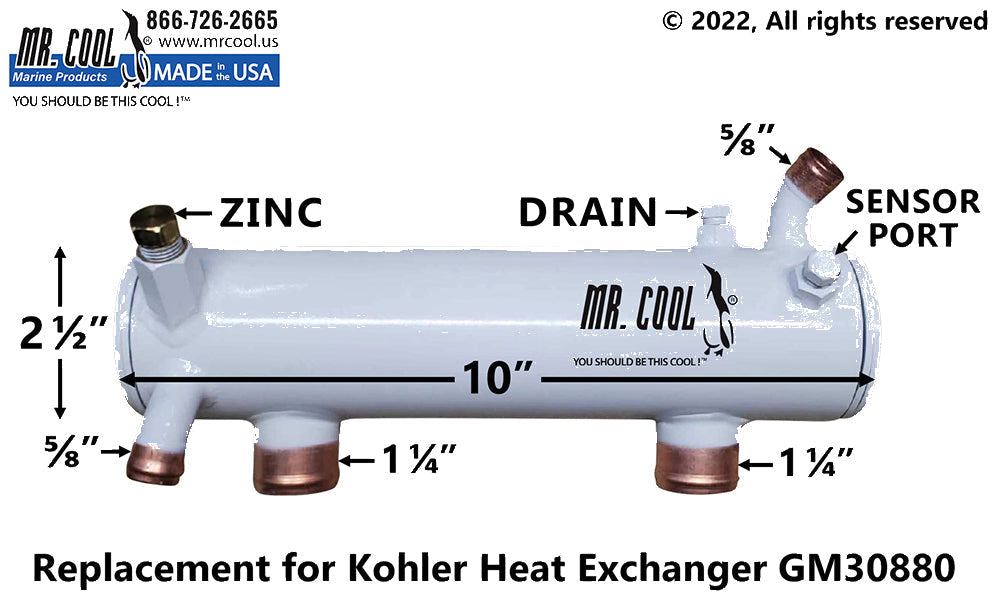Kohler 9/10, 23/27 Heat Exchanger GM30880 Replacement Part 229058