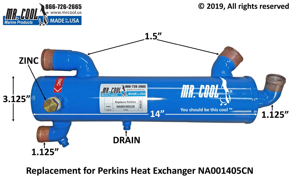 Perkins 4.236 Heat Exchanger Replacement Part NA001405CN