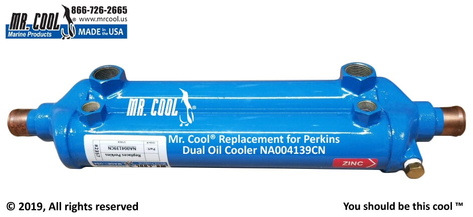 Perkins Dual Oil Cooler NA004139CN Replacement Part- 1-1/8" water Connections