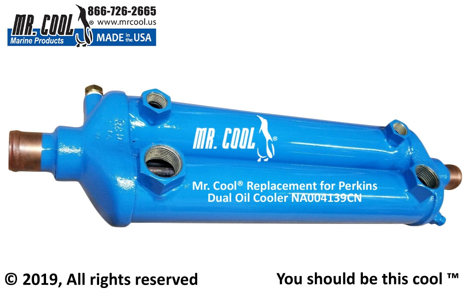 Perkins Dual Oil Cooler NA004139CN Replacement Part- 1-1/8" water Connections
