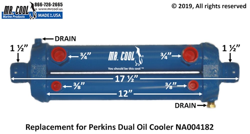NA004182 Perkins Dual Oil Cooler - 1-1/2" Water connections