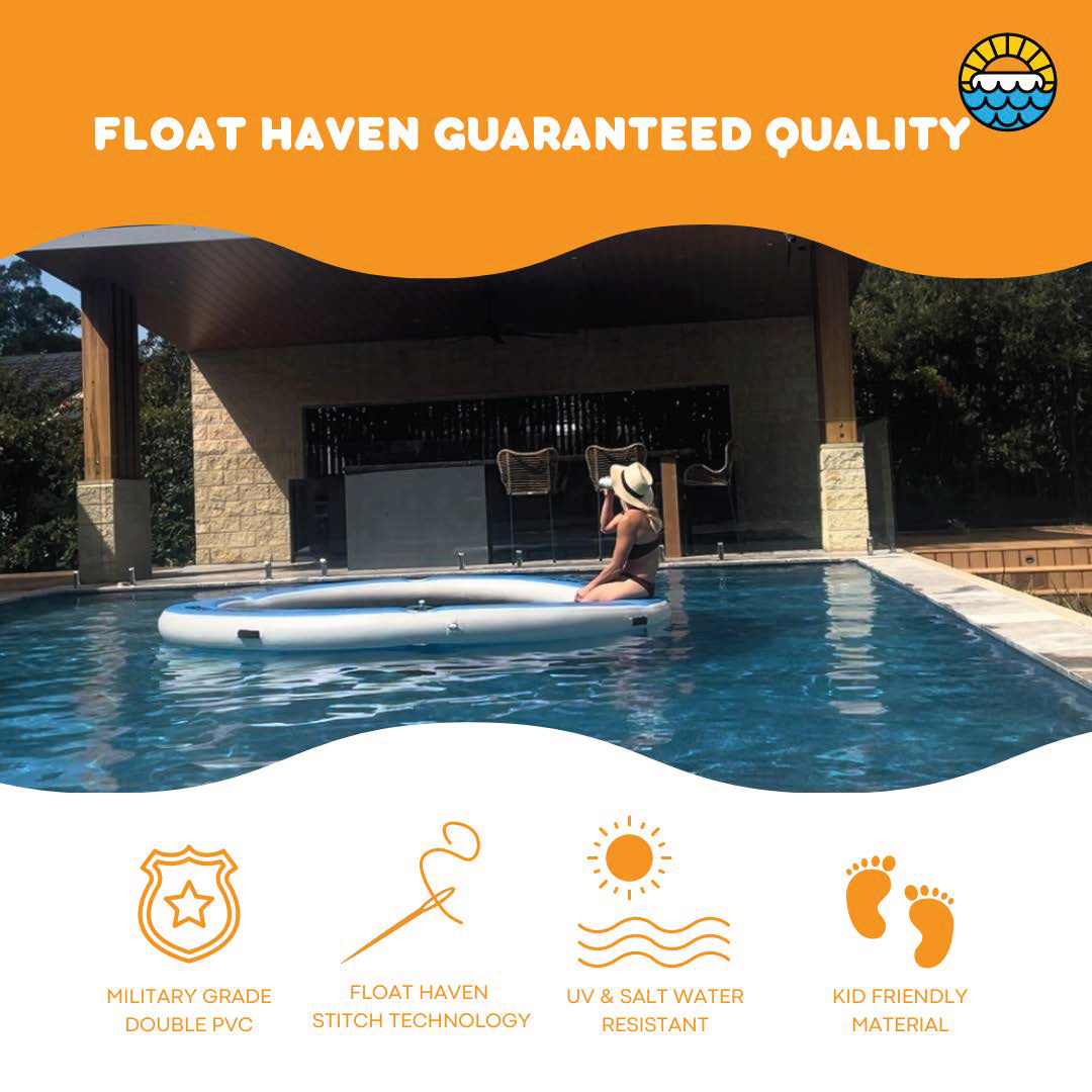 Float Haven 2.4M Sea Pool - Large Round Inflatable Floating Island & Water Hammock