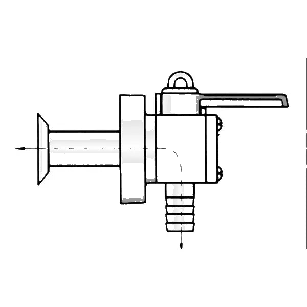 1 inch  Seacock Flush Thru-Hull with Space Saver Top and 90 deg side barb
