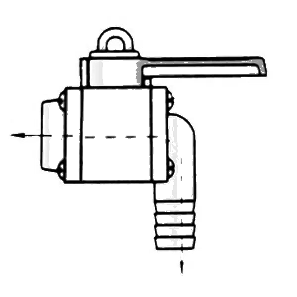 1 inch Valve Inline Female Thread Base with 90 deg Barb Top