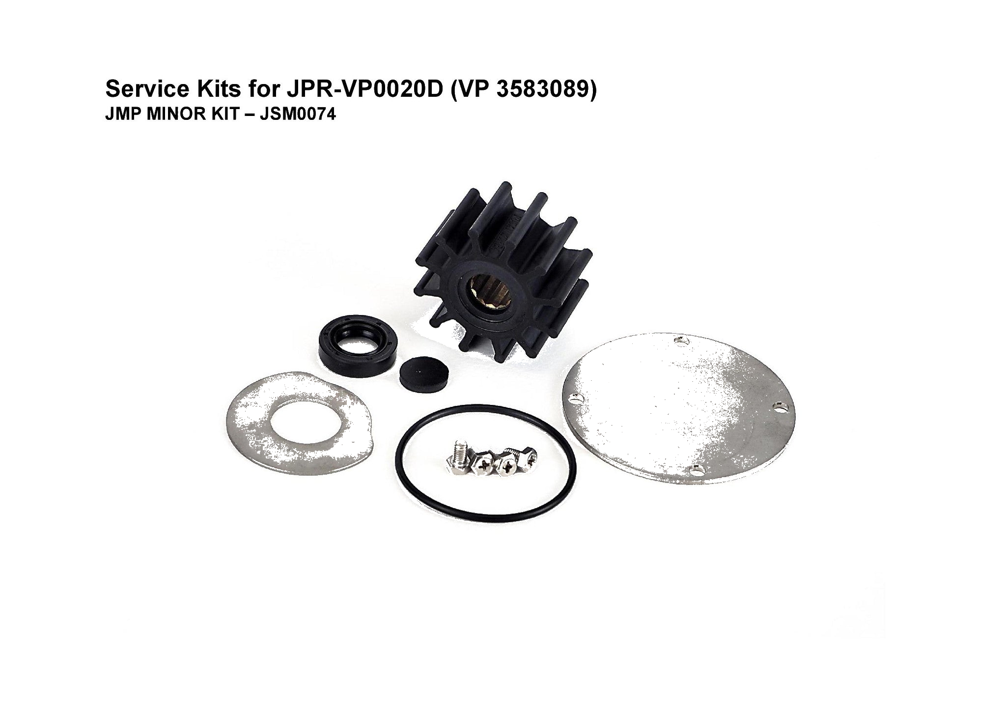 JSM0074- Minor Service Kit for Volvo Penta D2 Engine Seawater Pump Fits Volvo Penta Engines: D2-55 A-F, D2-75 A,B,C,F)