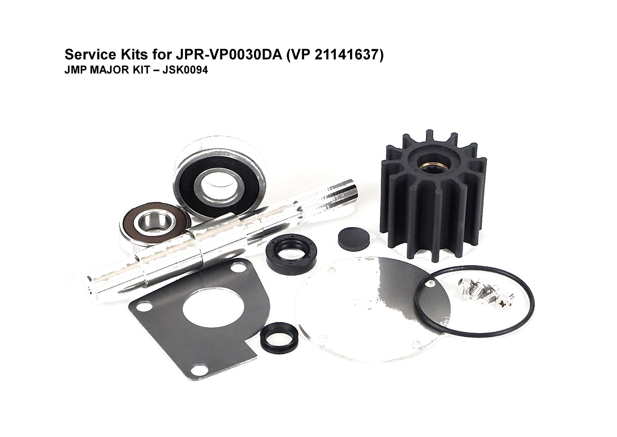 Major Repair Kit for Volvo Penta D3 Seawater Pump 21141637 (JPR-VP0030DA) JMP JSK0094