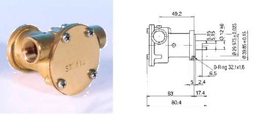 Volvo Penta 858065 / Bukh Seawater Pump, Johnson F35B-9, 10-35157 AN 2022