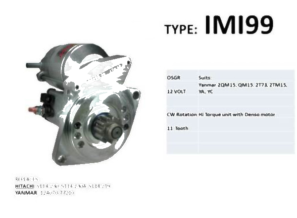 Yanmar inboard starter motor suit 2QM15, QM15, 2TM15, 2T73, YA, YC diesel engines