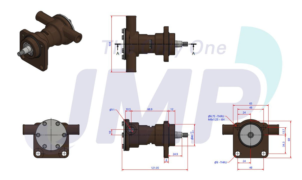 Kohler GM58527 & Perkins M20 Seawater Pump Replacement JMP JPR-PK10IH
