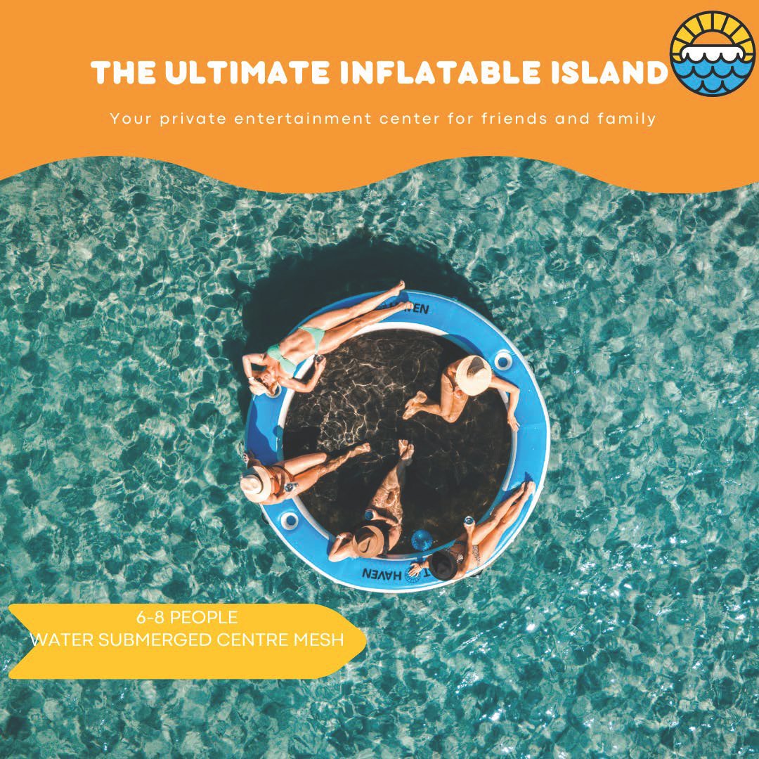 Float Haven 3M Sea Pool - Large Round Inflatable Floating Island & Water Hammock