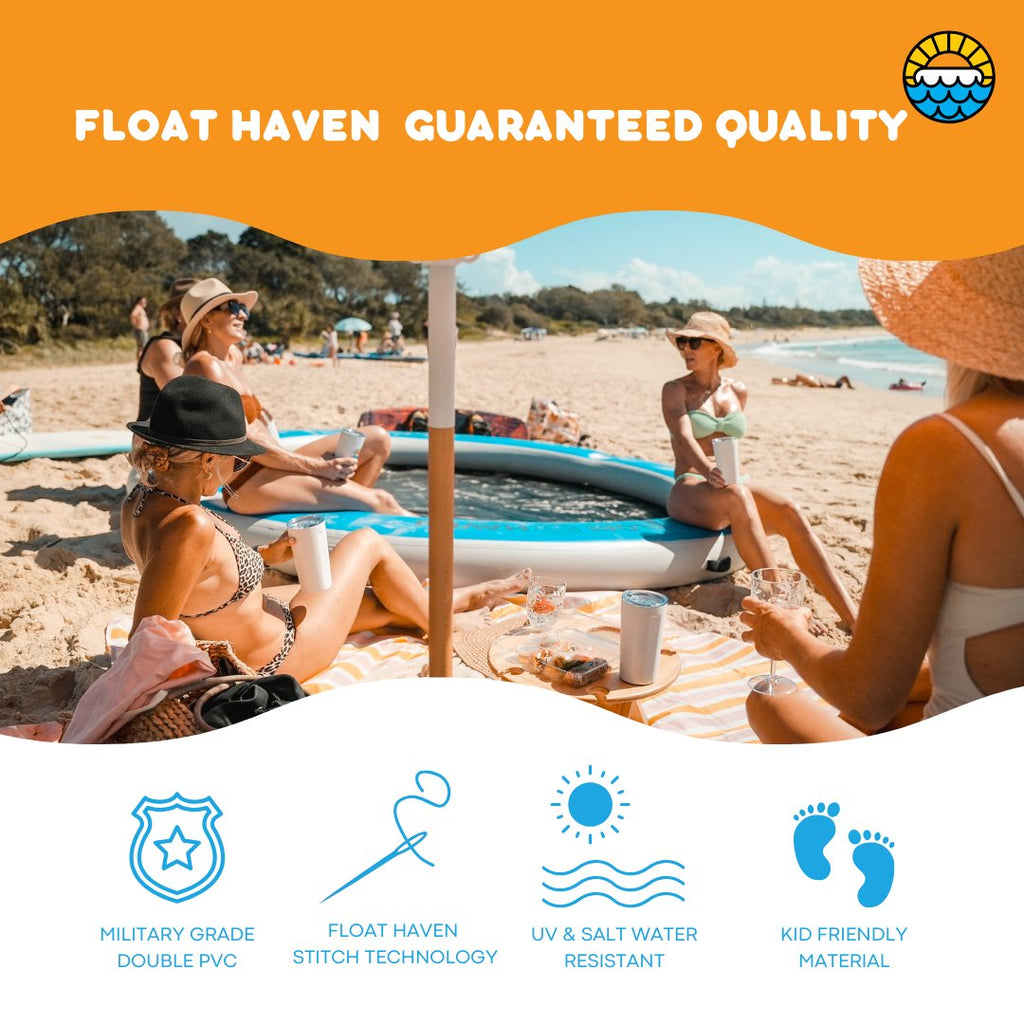 Float Haven 3M Sea Pool - Large Round Inflatable Floating Island & Water Hammock
