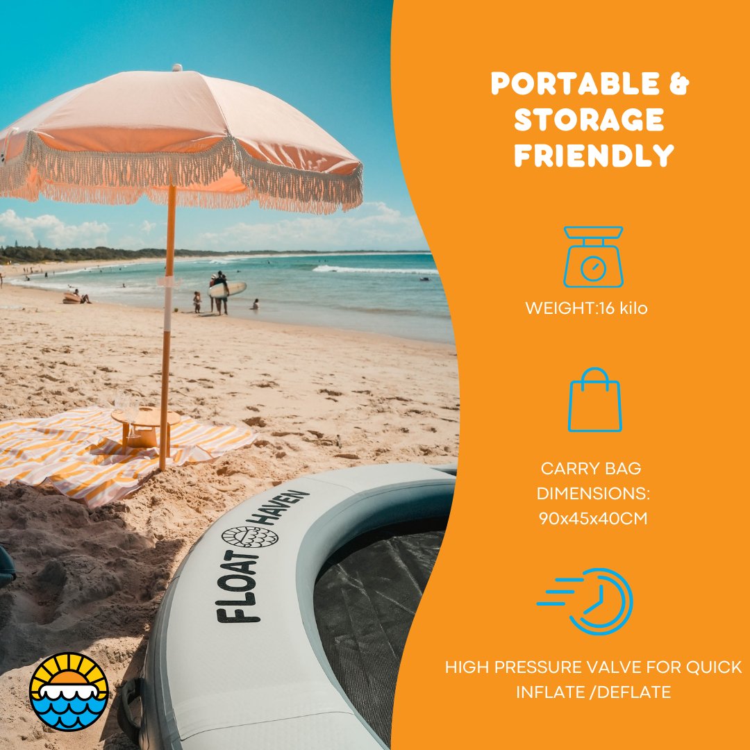 Float Haven 3M Sea Pool - Large Round Inflatable Floating Island & Water Hammock